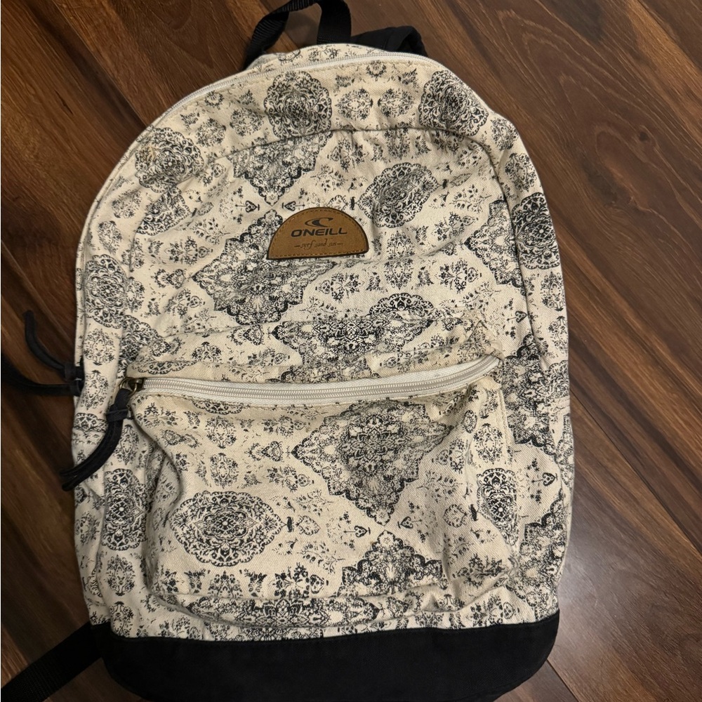 O'Neill Cream and Black Patterned Backpack
